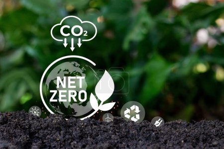 carbon neutral and net zero emissions concepts. natural environment A climate-neutral long-term strategy greenhouse gas emissions targets. green net center icon