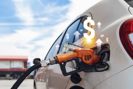Les hausses des prix du pétrole, les icônes holographiques dans les stations-service reflètent les changements économiques