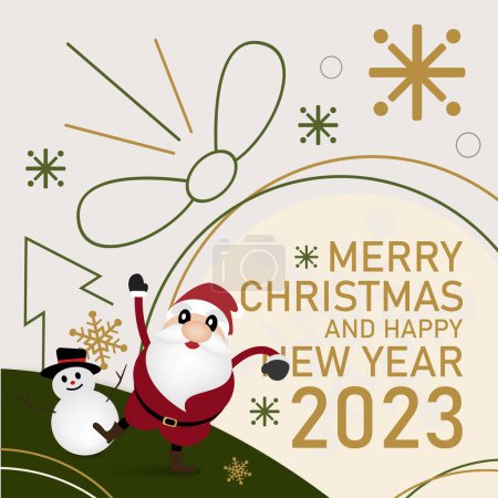 Merry christmas and happy new year greeting card vector design