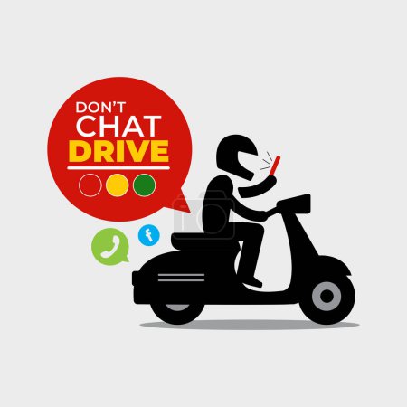 Nicht plaudern und fahren. Bleiben Sie sicher auf der Straße und vermeiden Sie Ablenkungen. Dieses Banner erinnert uns an die Gefahren von Anrufen, Chatten und SMS während der Fahrt