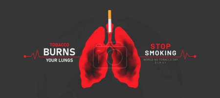 Illustration for World no tobacco day banner design. lungs with cigarette .abstract vector illustration design - Royalty Free Image