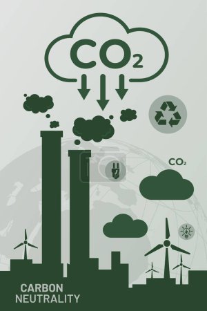 Illustration for Carbon neutral and net zero emissions concepts. natural environment A climate-neutral long-term strategy greenhouse gas emissions targets. vector banner design - Royalty Free Image