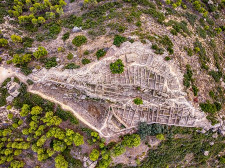 Photo for Aerial view of the Iberian settlement of San Antonio, from the 5th century BC. Calaceite, Teruel, Spain - Royalty Free Image