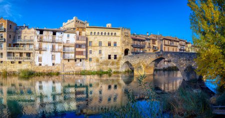Photo for Stone bridge over the Matarraa river in Valderrobres, province of Teruel Spain. - Royalty Free Image