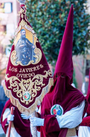 Photo for Holy Week Procession in Oviedo, Brotherhood of Students, Asturias. Spain. - Royalty Free Image