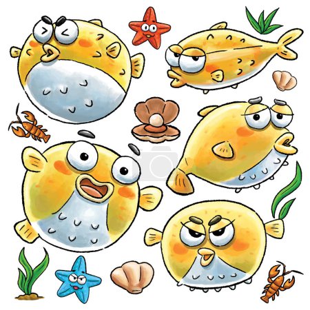 Illustration for Isolated Funny Pufferfish separated background - Royalty Free Image