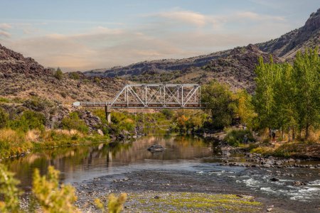 Foto de The area surrounding the Taos Junction Bridge in Pilar, Taos County, New Mexico is popular recreational spot for hiking, biking, swimming and fishing. - Imagen libre de derechos