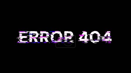 Foto de Error de renderizado 3D Texto 404 con efectos de pantalla de fallos tecnológicos. Glitch de pantalla espectacular con varios tipos de interferencia - Imagen libre de derechos