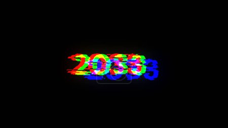 Photo for 3D rendering 2033 text with screen effects of technological failures. Spectacular screen glitch with various kinds of interference - Royalty Free Image
