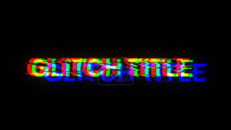 3D rendering glitch title text with screen effects of technological failures. Spectacular screen glitch with various kinds of interference