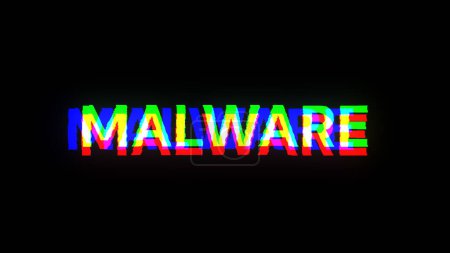 Photo for 3D rendering malware text with screen effects of technological failures. Spectacular screen glitch with various kinds of interference - Royalty Free Image