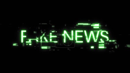 Fake-News-Text mit Screeneffekten von technologischem Versagen. Spektakuläre Bildschirm-Panne mit verschiedenen Arten von Störungen