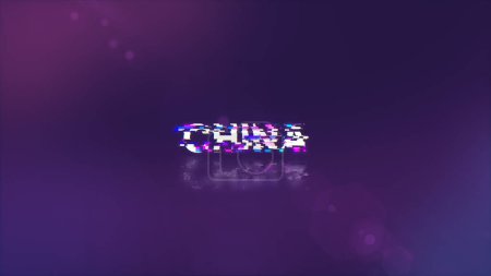 Photo for 3D rendering China text with screen effects of technological failures. Spectacular screen glitch with various kinds of interference - Royalty Free Image