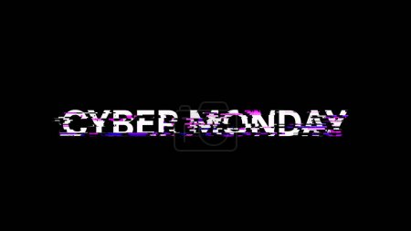 Photo for 3D rendering cyber monday text with screen effects of technological failures. Spectacular screen glitch with various kinds of interference - Royalty Free Image