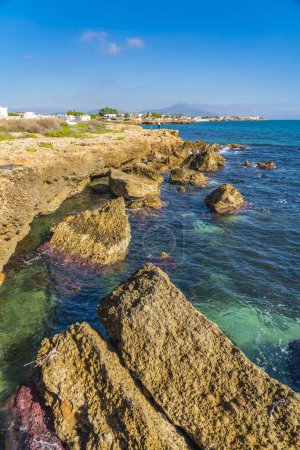 Photo for Coastline at Vinaros in the Costa del Azahar, Valencia Spain, vertical - Royalty Free Image