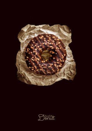 Foto de Donuts de chocolate esmaltado sobre fondo oscuro, vista superior - Imagen libre de derechos