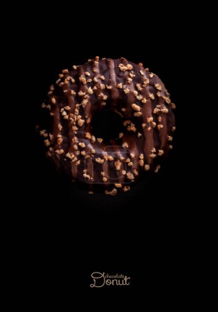Photo for Glazed Chocolate Donuts on dark background, top view - Royalty Free Image