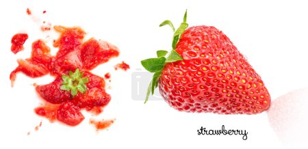 Photo for Smashed strawberry isolated on white - Royalty Free Image