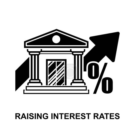 Téléchargez les illustrations : Hausse des taux d'intérêt icône isolée sur fond blanc illustration vectorielle. Concept de dépôt d'intérêts. Augmentation de la rentabilité et prospérité - en licence libre de droit