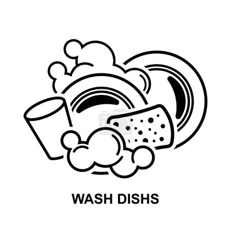 Téléchargez les illustrations : Icône de plat de lavage. Assurer la propreté et la désinfection isolées sur fond blanc illustration vectorielle. - en licence libre de droit