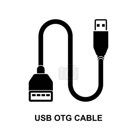 Illustration for USB OTG cable icon isolated on white background vector illustration. - Royalty Free Image