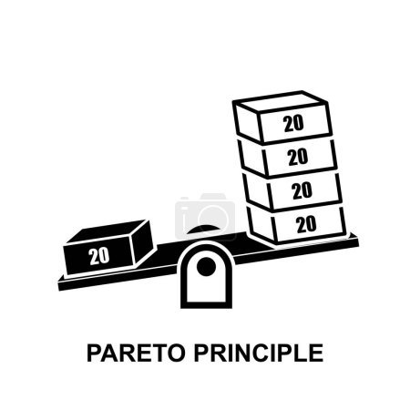 80 and 20 balance on scale, pareto principle scale,80/20 principle isolated on background vector illustration.