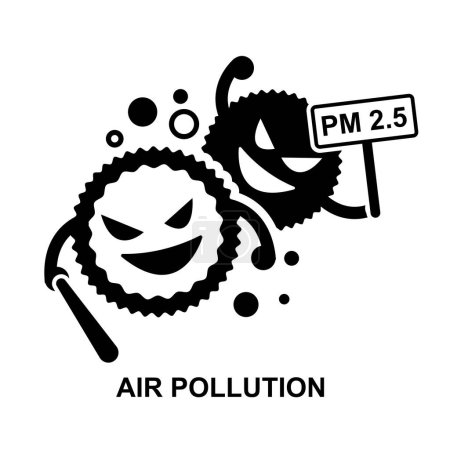 Illustration for Air pollution icon. Atmospheric aerosol particles isolated on background vector illustration. - Royalty Free Image