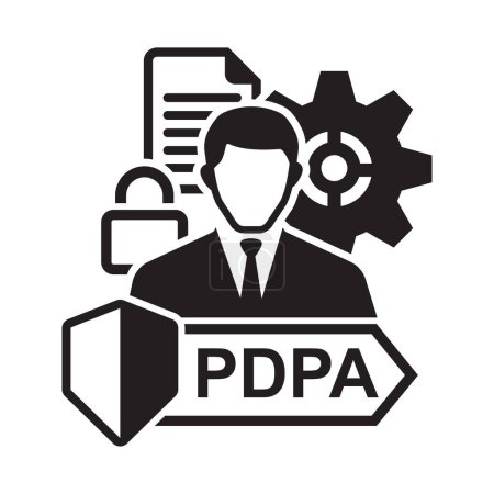 Ilustración de Icono PDPA. Ley de Protección de Datos Personales aislada en la ilustración de vector de fondo. - Imagen libre de derechos