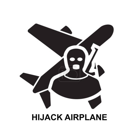 Illustration for Hijack air plane icon. Hijacker terrorist plane isolated on background vector illustration. - Royalty Free Image