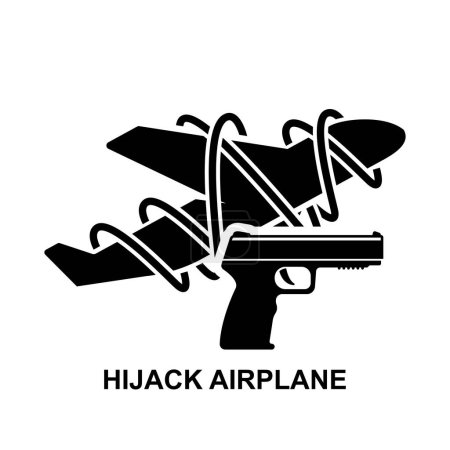 Illustration for Hijack air plane icon. Hijacker terrorist plane isolated on background vector illustration. - Royalty Free Image