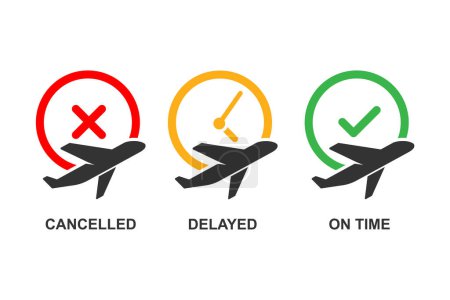 Illustration for Flight Status icons isolated on background vector illustration. - Royalty Free Image