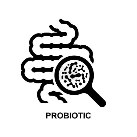 Illustration for Probiotic icon.Probiotics are live microorganisms that are intended to have health benefits when consumed or applied to the body isolated on background vector illustration. - Royalty Free Image