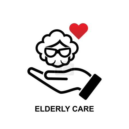 Illustration for Elderly care icon. Aged seniors nurse care isolated on background vector illustration - Royalty Free Image