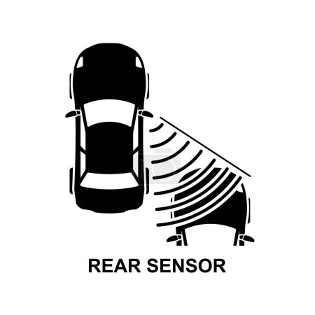 Illustration for Vehicle rear sensor icon. Blind spot monitoring area zone isolated on background vector illustration. - Royalty Free Image