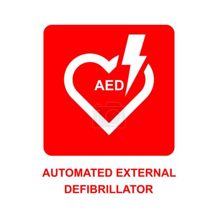 Illustration for AED icon. Automated external defibrillator sign isolated on background vector illustration. - Royalty Free Image