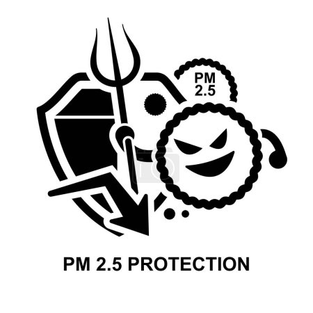 Schutzsymbol Feinstaub PM 2.5. Luftverschmutzung isoliert auf Hintergrundvektorillustration.