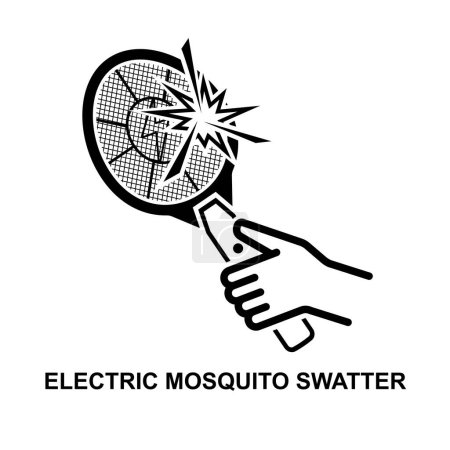 Icono de swatter de mosquito eléctrico aislado en la ilustración del vector de fondo blanco.