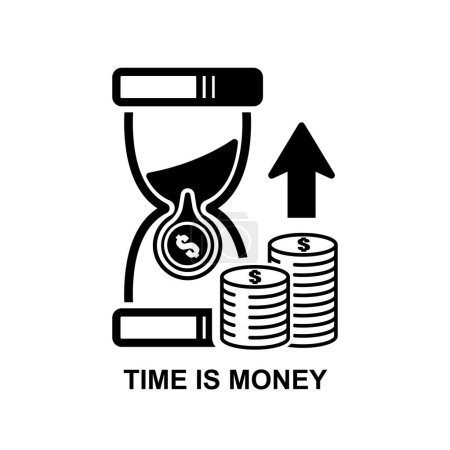 El tiempo es el icono del dinero. Crecimiento de los ingresos aislado en la ilustración del vector de fondo.