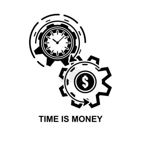 Le temps est l'icône de l'argent. Croissance du revenu isolée sur l'illustration vectorielle de fond.