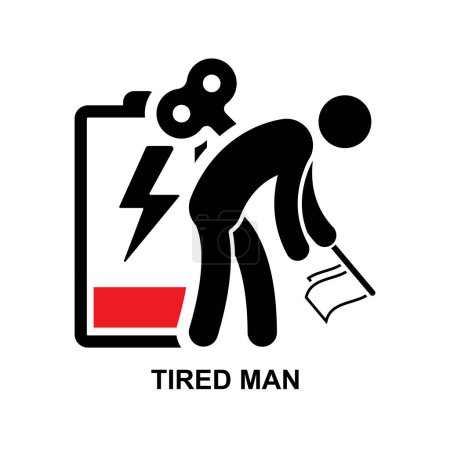 Tired man icon. Weakness icon isolated on background vector illustration.