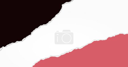 Illustration for Black and red paper with torn edges and soft shadow are on squared background for text. Vector illustration. - Royalty Free Image