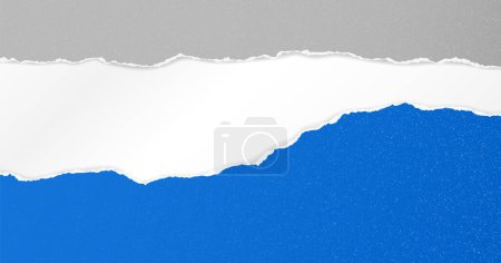 Illustration for Grey and blue dusty torn paper strips with soft shadow are on white background for text or ad. Vector illustration. - Royalty Free Image