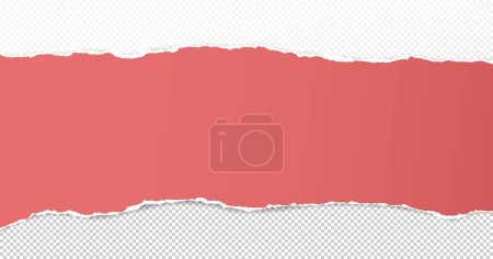 Illustration for Red paper with torn edges and soft shadow are on squared background for text. Vector illustration. - Royalty Free Image