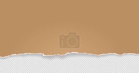 Illustration for Brown paper with torn edge and soft shadow are on squared background for text. Vector illustration. - Royalty Free Image