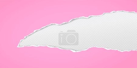 Illustration for Pink torn paper strips with soft shadow are on white background for text or ad. Vector illustration. - Royalty Free Image