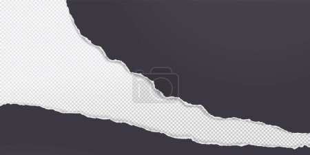 Illustration for Black torn paper strips with soft shadow are on white background for text or ad. Vector illustration. - Royalty Free Image