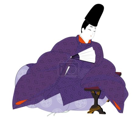 Un hombre en un kimono (noushi), el traje clásico de los aristócratas japoneses. ilustración de la imagen período Heian