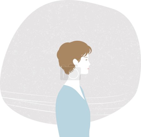 Illustration of the profile of a middle-aged woman who is somehow uneasy.