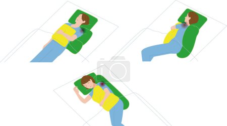 Illustration for Frozen shoulder, shoulder periarthritis. My shoulder hurts at night and I can't sleep. An example of how to sleep to relieve pain. - Royalty Free Image