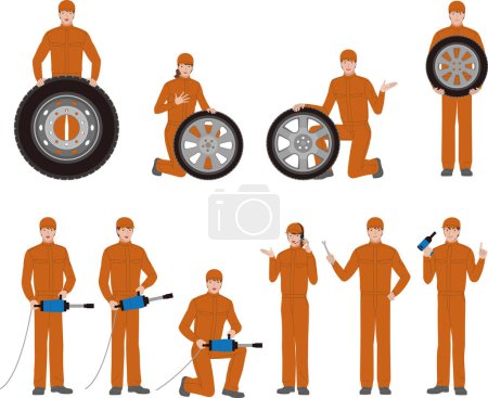 Illustration for Illustration of an auto mechanic staff - Royalty Free Image